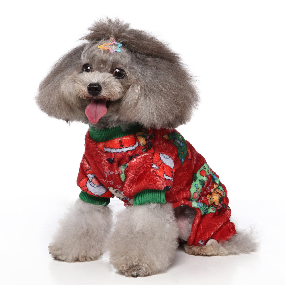 Festive Christmas Dog Jumpsuit with Santa Prints