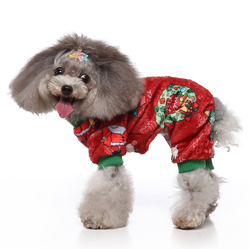 Festive Christmas Dog Jumpsuit with Santa Prints