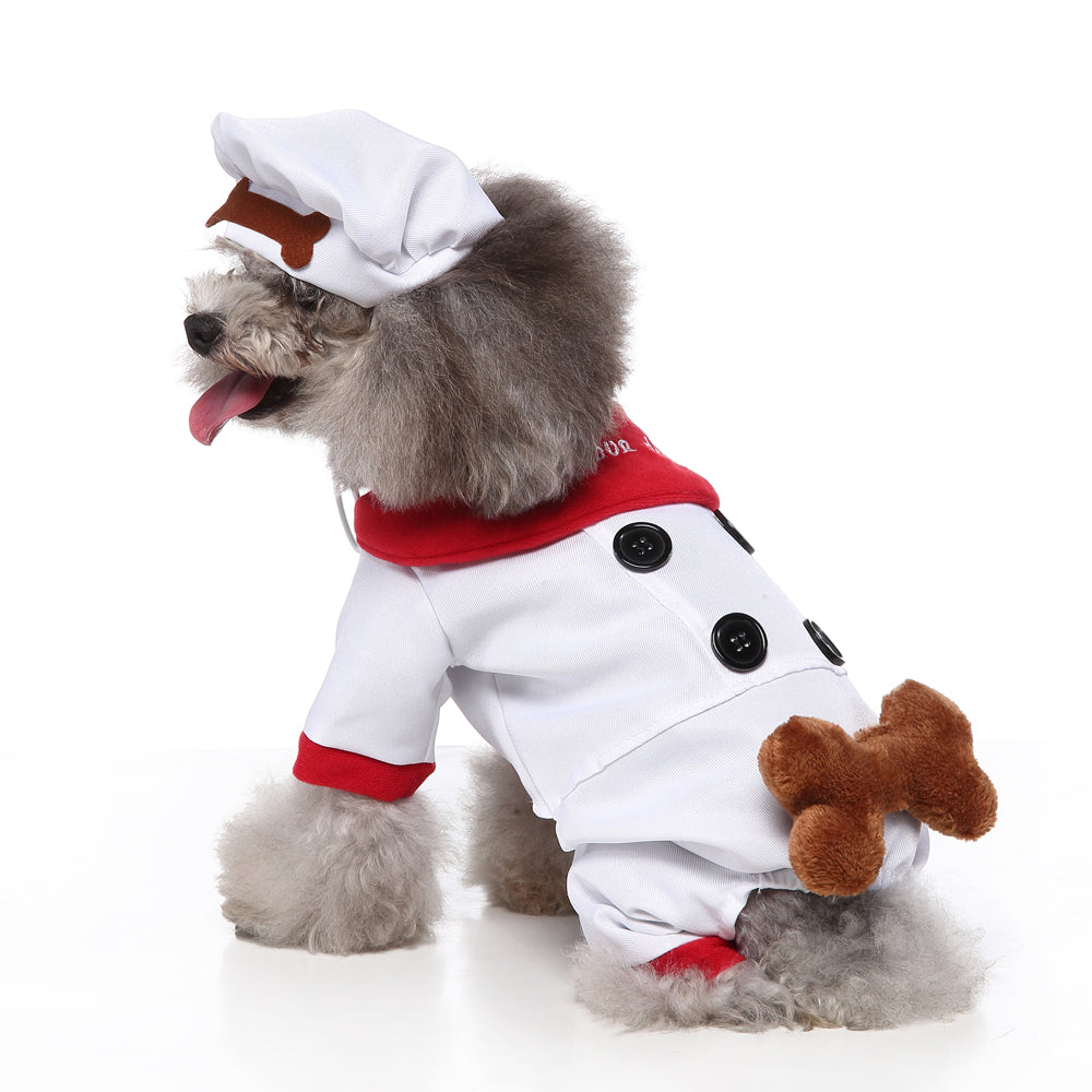 Chef Dog Costume with “I Love Dog” Embroidery and Bone Details