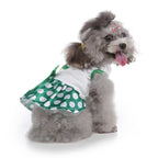 Polka Dot Green Dog Dress with Christmas Tree Design
