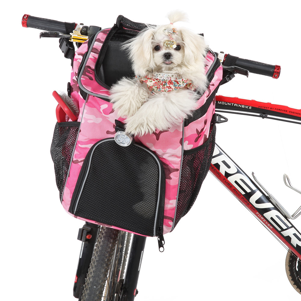 Multi-Function Pet Bike Carrier – Grey / Wine Red / Black / Pink Camo / Green Camo