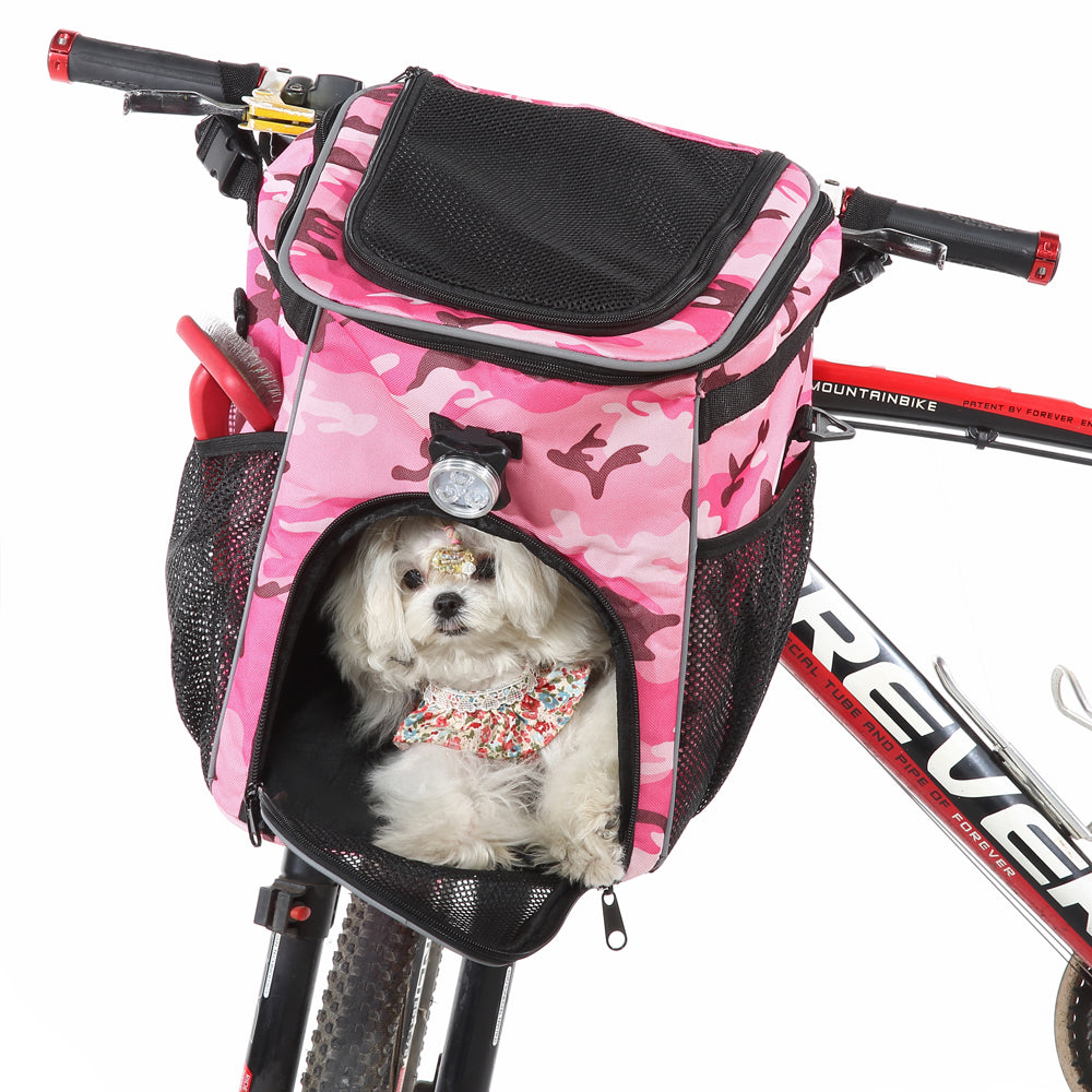 Multi-Function Pet Bike Carrier – Grey / Wine Red / Black / Pink Camo / Green Camo
