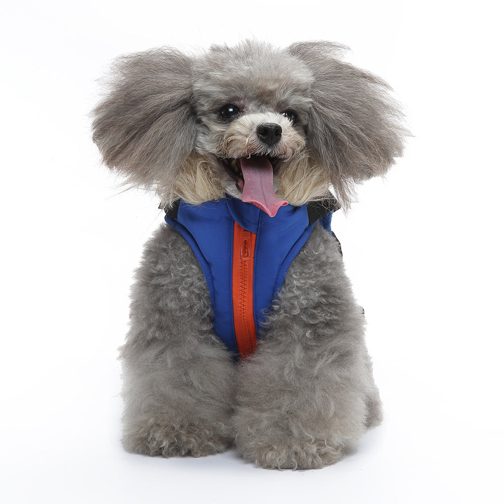 Peture Winter Dual-Color Dog Harness Jacket with Hood (Available in Wine-Yellow / Red-Blue)