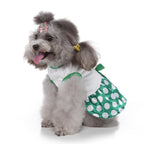 Polka Dot Green Dog Dress with Christmas Tree Design