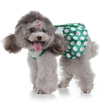 Polka Dot Green Dog Dress with Christmas Tree Design