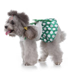 Polka Dot Green Dog Dress with Christmas Tree Design