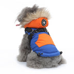Peture Winter Dual-Color Dog Harness Jacket with Hood (Available in Wine-Yellow / Red-Blue)
