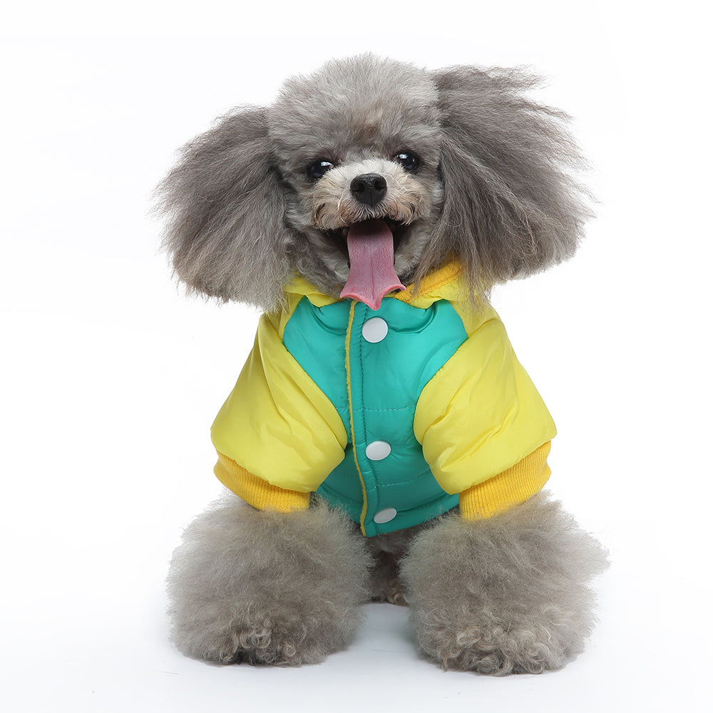 Colorblock Hooded Puffer Dog Jacket