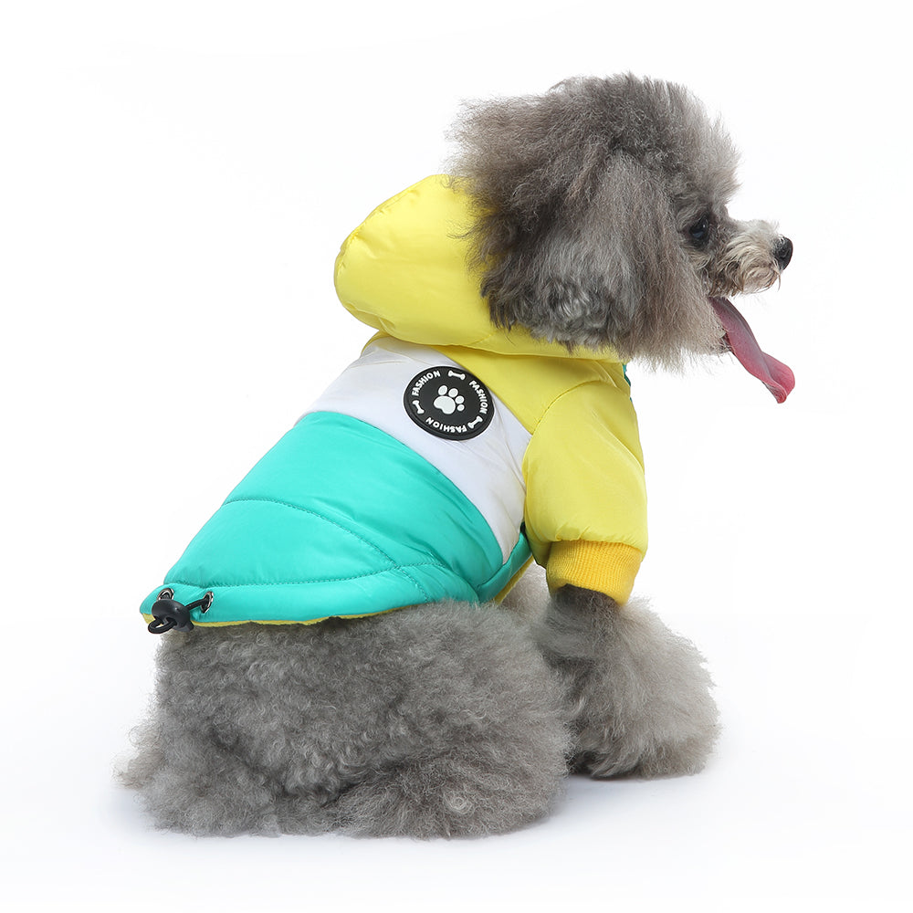 Colorblock Hooded Puffer Dog Jacket