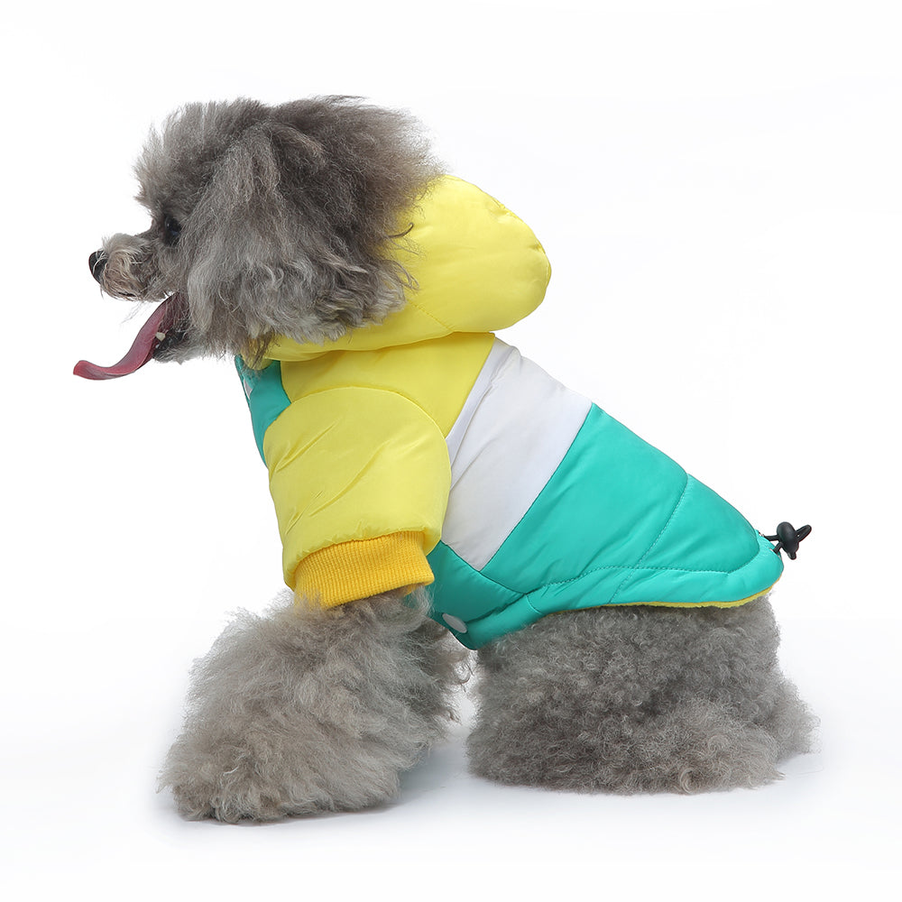 Colorblock Hooded Puffer Dog Jacket