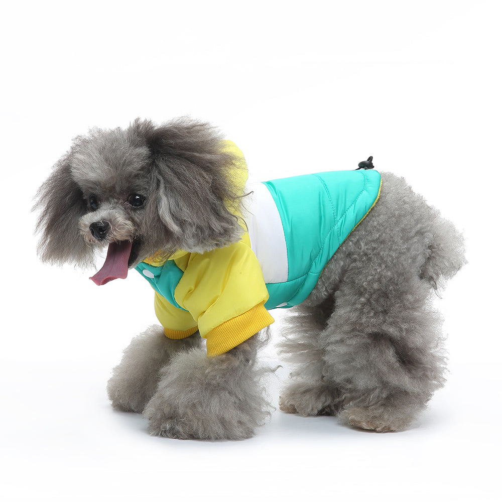 Colorblock Hooded Puffer Dog Jacket