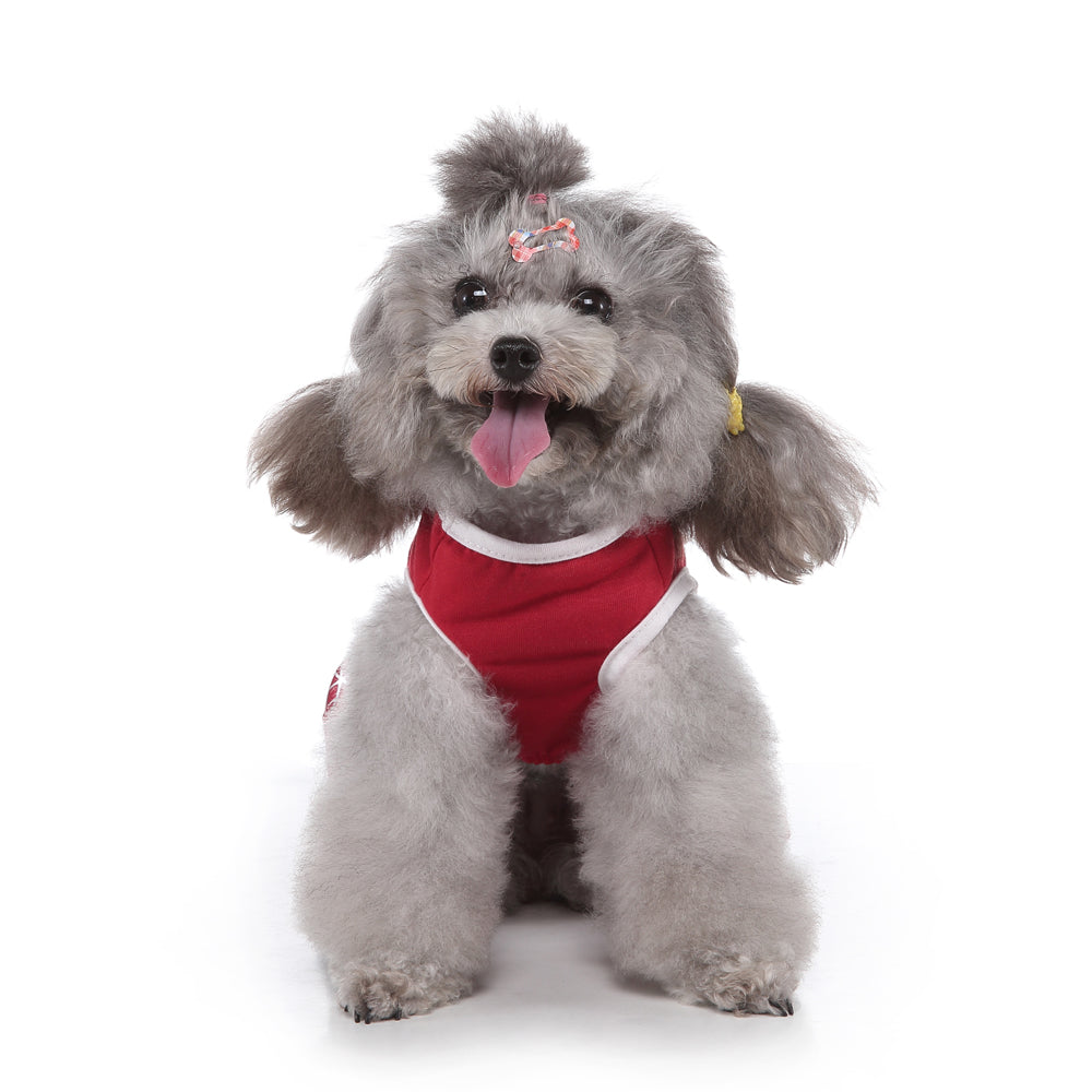 Polka Dot Green Dog Dress with Christmas Tree Design