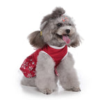 Polka Dot Green Dog Dress with Christmas Tree Design