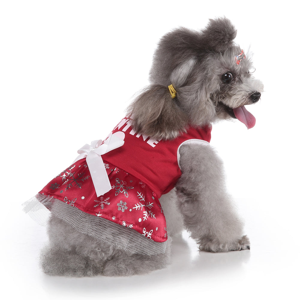 Polka Dot Green Dog Dress with Christmas Tree Design