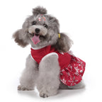 Polka Dot Green Dog Dress with Christmas Tree Design