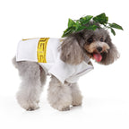 Roman Emperor Dog Costume – Regal White Tunic with Gold Cape and Laurel Crown