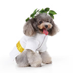 Roman Emperor Dog Costume – Regal White Tunic with Gold Cape and Laurel Crown