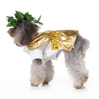 Roman Emperor Dog Costume – Regal White Tunic with Gold Cape and Laurel Crown