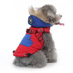 Peture Winter Dual-Color Dog Harness Jacket with Hood (Available in Wine-Yellow / Red-Blue)