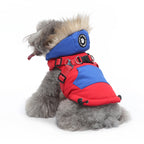 Peture Winter Dual-Color Dog Harness Jacket with Hood (Available in Wine-Yellow / Red-Blue)