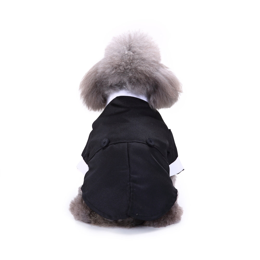 Tuxedo Dog Costume – Elegant Black, Blue or Pinstripe Tuxedo with Bow Tie for Special Occasions
