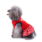 Reindeer Christmas Dog Dress – Adorable Red Polka Dot Skirt with Reindeer Design
