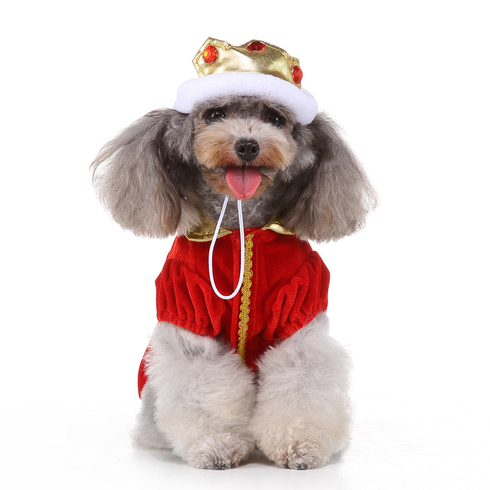 Royal Christmas Dog Dress with Crown – Red & Blue Options