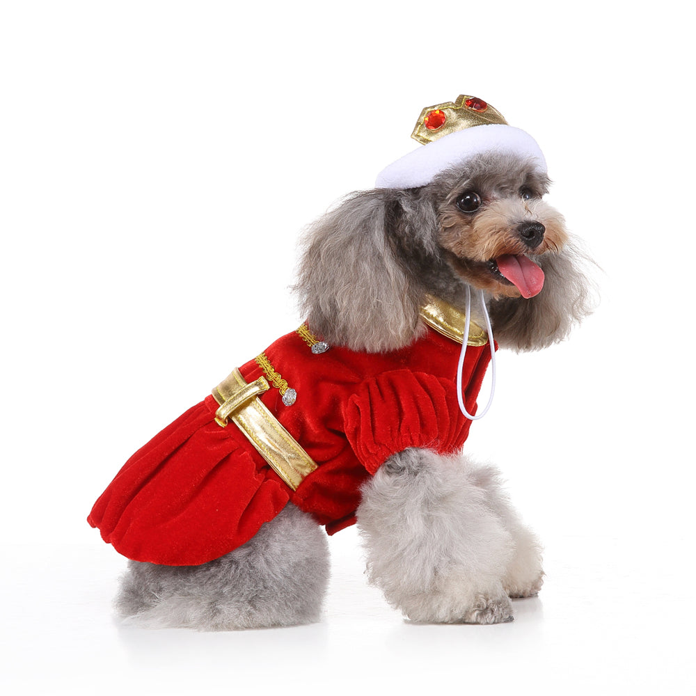 Royal Christmas Dog Dress with Crown – Red & Blue Options