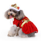 Royal Christmas Dog Dress with Crown – Red & Blue Options