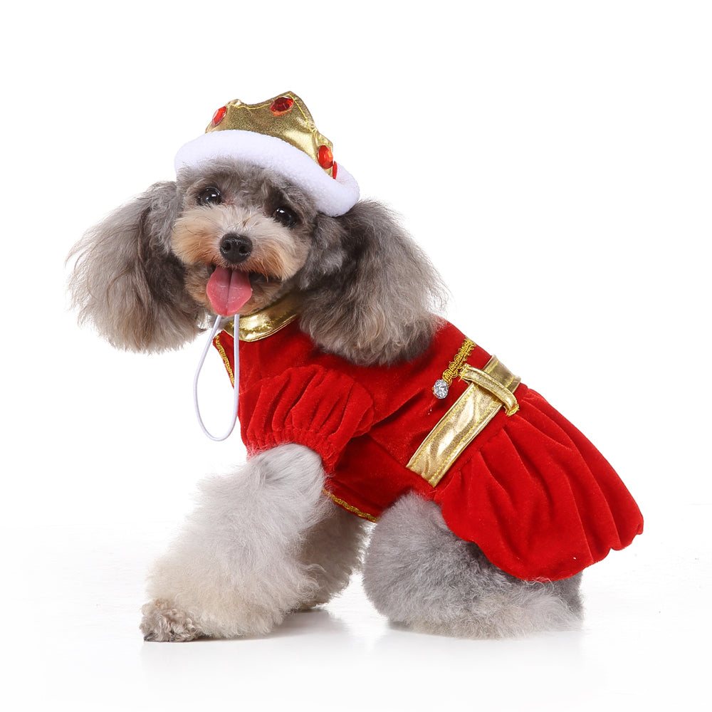 Royal Christmas Dog Dress with Crown – Red & Blue Options