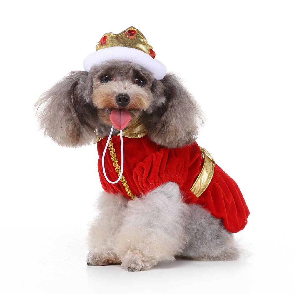 Royal Christmas Dog Dress with Crown – Red & Blue Options