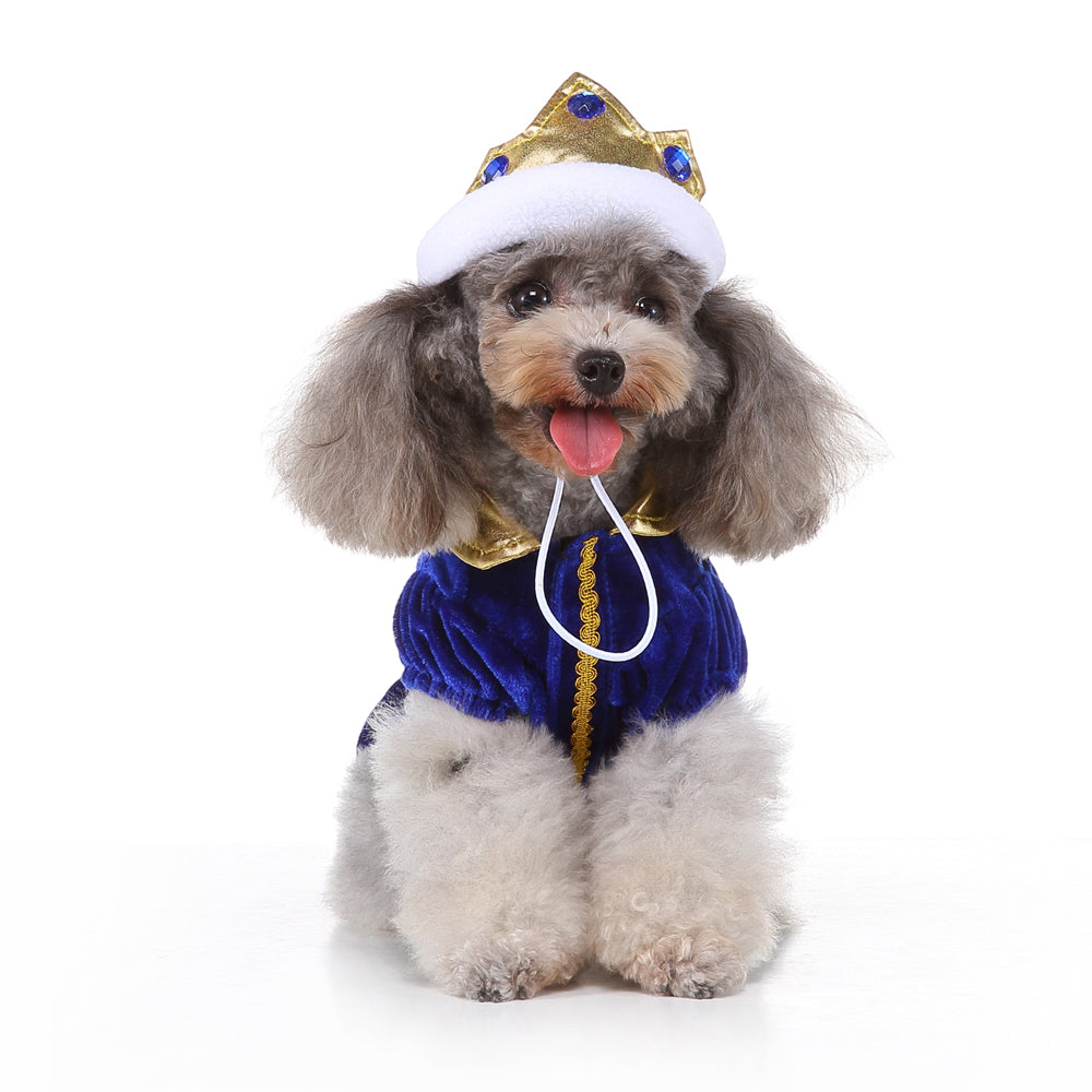 Royal Christmas Dog Dress with Crown – Red & Blue Options