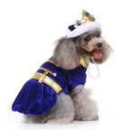 Royal Christmas Dog Dress with Crown – Red & Blue Options
