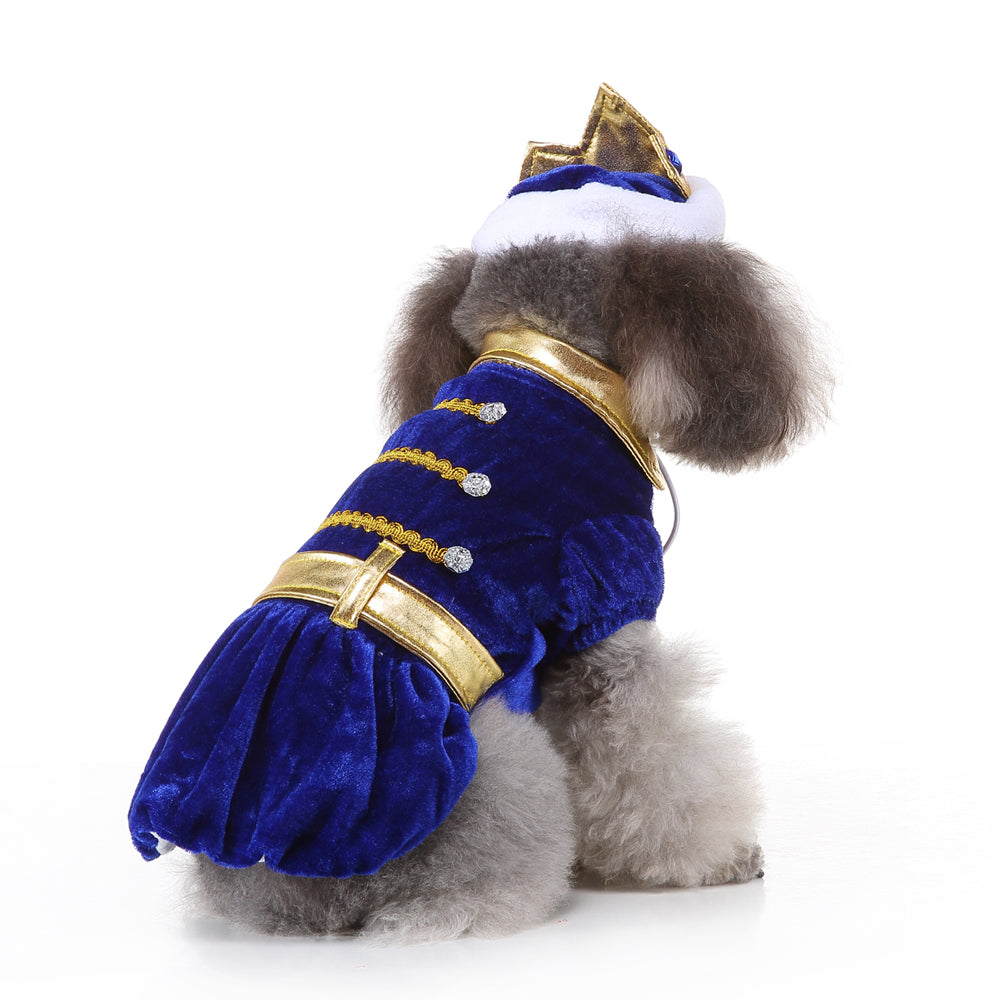 Royal Christmas Dog Dress with Crown – Red & Blue Options