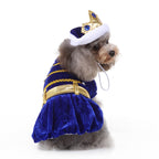 Royal Christmas Dog Dress with Crown – Red & Blue Options