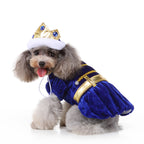 Royal Christmas Dog Dress with Crown – Red & Blue Options
