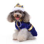 Royal Christmas Dog Dress with Crown – Red & Blue Options