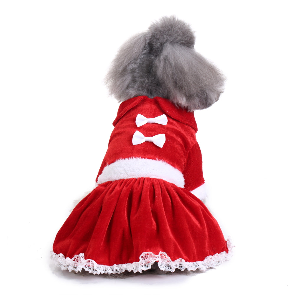 Santa Dress Dog Costume – Cozy & Stylish Holiday Pet Outfit with Bow Details