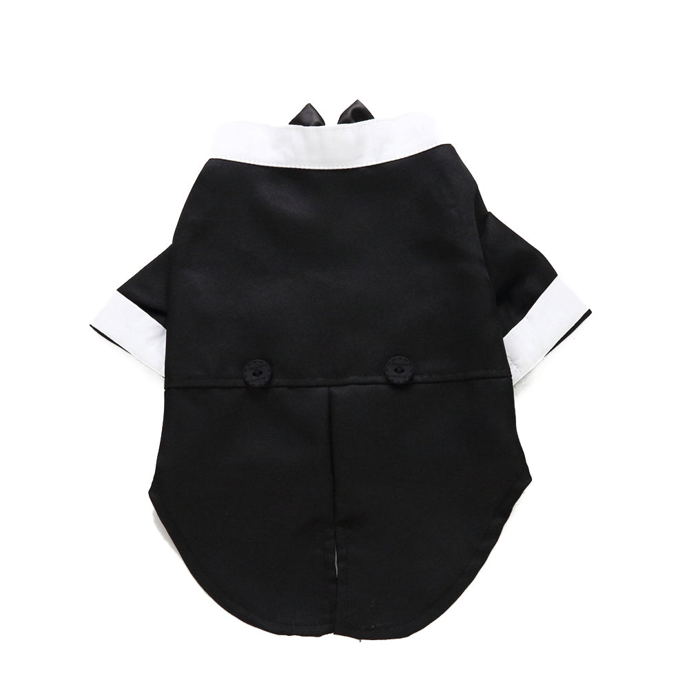 Tuxedo Dog Costume – Elegant Black, Blue or Pinstripe Tuxedo with Bow Tie for Special Occasions