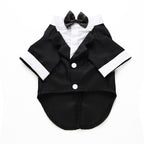 Tuxedo Dog Costume – Elegant Black, Blue or Pinstripe Tuxedo with Bow Tie for Special Occasions