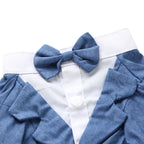 Tuxedo Dog Costume – Elegant Black, Blue or Pinstripe Tuxedo with Bow Tie for Special Occasions