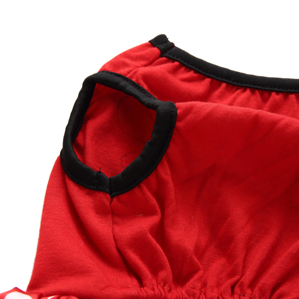 Reindeer Christmas Dog Dress – Adorable Red Polka Dot Skirt with Reindeer Design