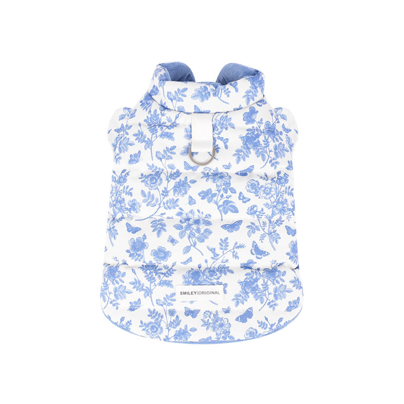 Blue Floral Dog Harness