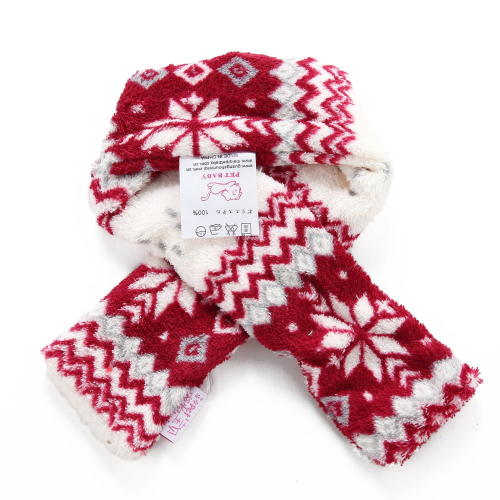 Snowflake Pet Scarf – Blue / Red / Coffee