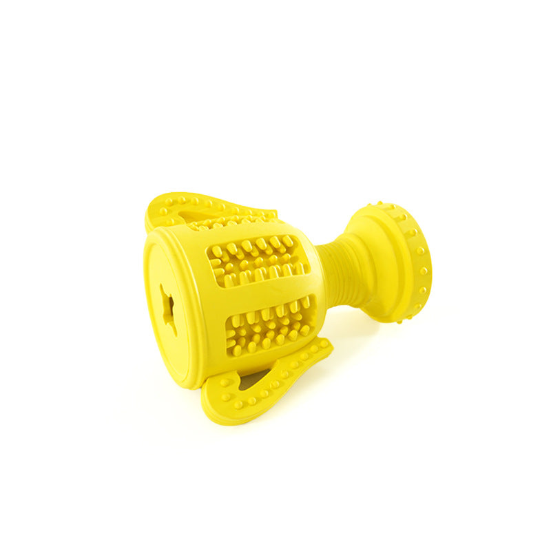 the Chomp-ion  - vibrant lemon yellow TPR rubber dog power chewers