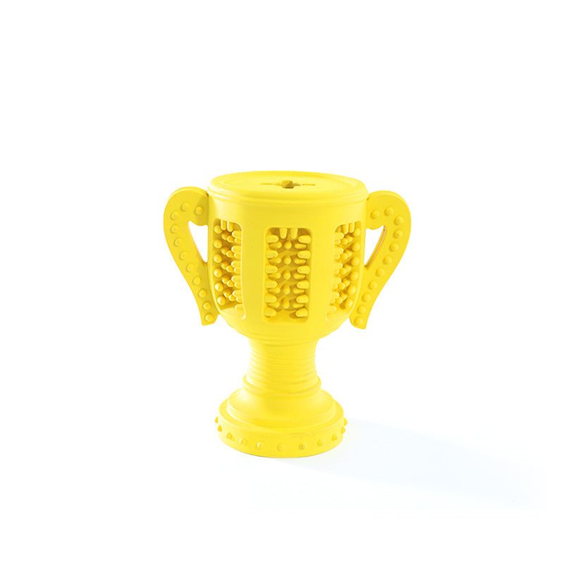 the Chomp-ion  - vibrant lemon yellow TPR rubber dog power chewers