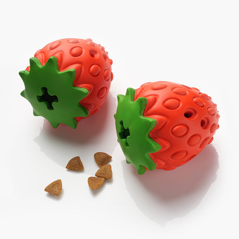 Forage-Chew Berry – Strawberry TPR rubber dog power chewers